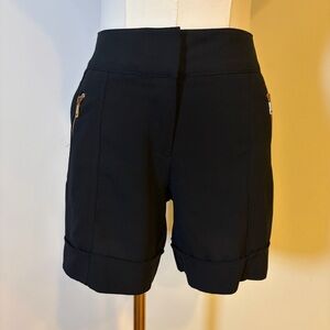 Caché Black Tailored Shorts with Gold Zipper Detail - Size 4